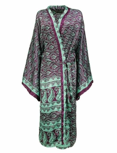 KIMONO LUNGO CON MANICA AMPIA IN&nbsp;MISTOSETA INDIANA