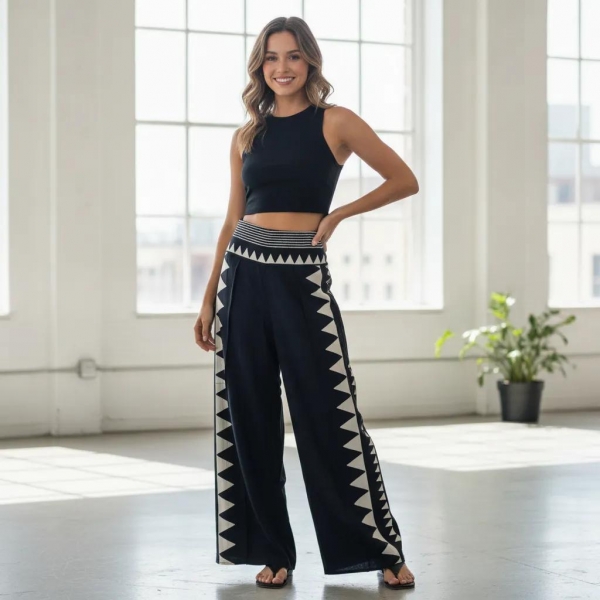 PANTALONE FINTO PANTAPAREO IN VISCOSA, FASCIA ELAS
