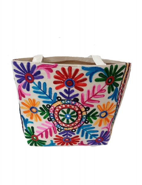 BORSA DA SPALLA IN&nbsp;COTONE CON FONDO RIGIDO. ZIP E