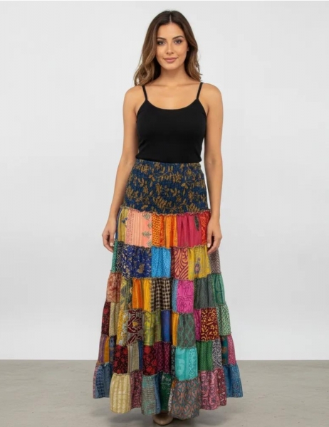 GONNA&nbsp;LUNGA PATCHWORK CON FASCIA ELASTICA.PO
