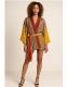 KIMONO&nbsp;CORTO&nbsp;IN MISTOSETA INDIANA, PATCHWORK CON C