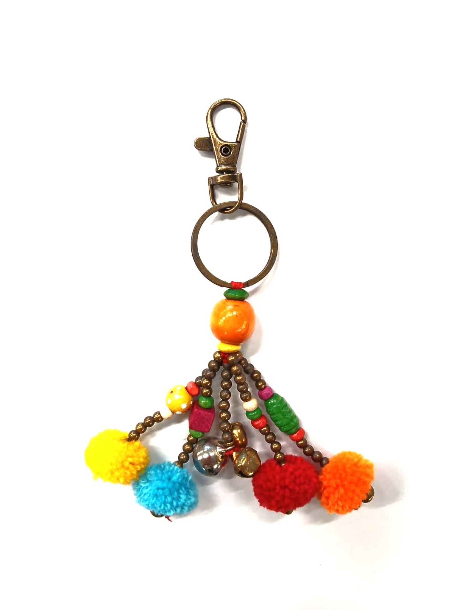 PORTACHIAVI CON POM PON , SFERE IN METALLO E LEGNO PORTACHIAVI CON POM PON , SFERE IN METALLO E LEGNO