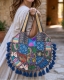 BORSA DA SPALLA ROTONDA IN COTONE PATCHWORK, RICAM