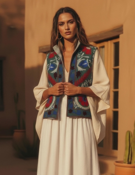 GILET SUZANI RICAMATO, MODELLO GILET&nbsp;COMODO SMANIC