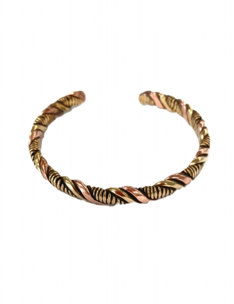 BRACCIALE APERTO IN RAME , METALLO E OTTONE , CON