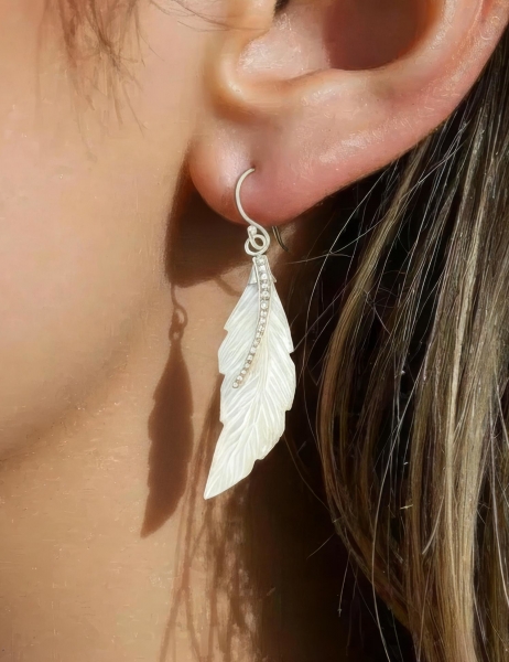 ORECCHINI&nbsp;IN ARGENTO&nbsp;CON&nbsp;MADREPERLA BIANCOmi