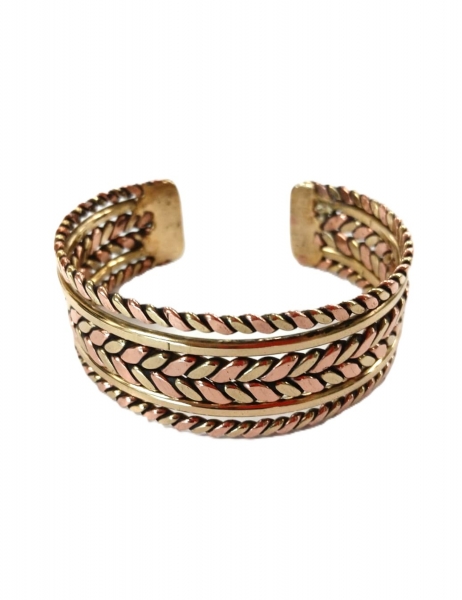 BRACCIALE APERTO IN RAME , METALLO E OTTONE , CON