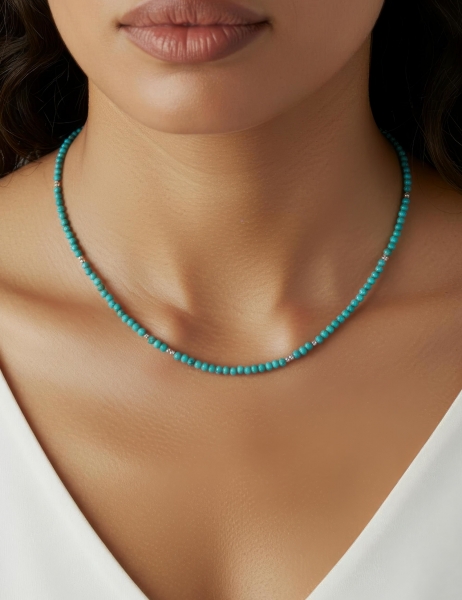 COLLANA IN ARGENTO&nbsp;E PIETRA DURA&nbsp;-&nbsp;TURCHES
