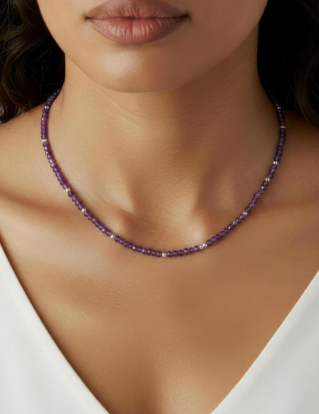 COLLANA IN ARGENTO&nbsp;E PIETRA DURA&nbsp;-&nbsp;AMETIST