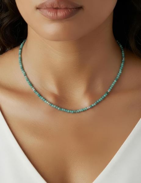 COLLANA IN ARGENTO&nbsp;E PIETRA DURA&nbsp;-&nbsp;AMAZZON