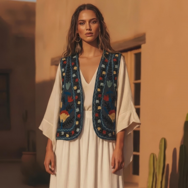 GILET SUZANI RICAMATO, MODELLO GILET&nbsp;PANCIOTTO IN