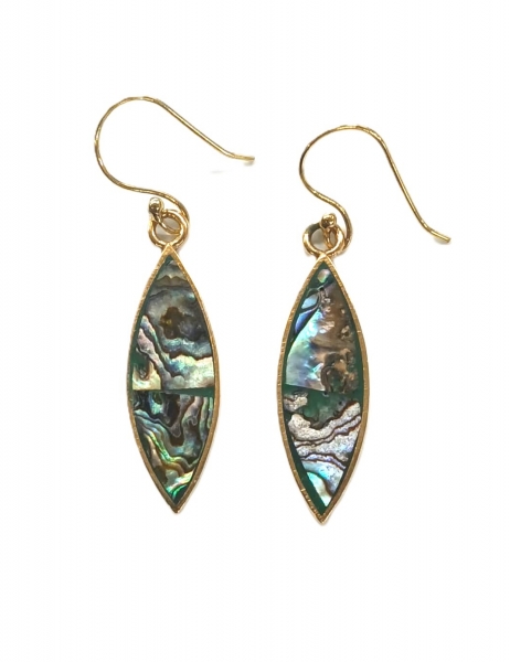 ORECCHINI IN OTTONE CON ABALONE - MISURA ca 3,0 CM