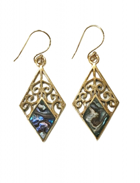ORECCHINI IN OTTONE CON ABALONE - MISURA ca 3,0 CM