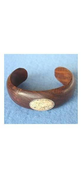 BRACCIALETTO APERTO IN LEGNO CON PIETRA DURA. br