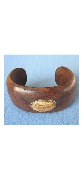 BRACCIALETTO APERTO IN LEGNO CON PIETRA DURA. br