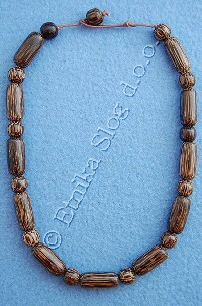 COLLANA PICCOLA IN LEGNO DI PALMA A SFERE E CILIND COLLANA PICCOLA IN LEGNO DI PALMA A SFERE E CILIND