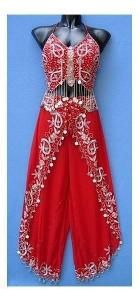 SET DANZA DEL VENTRE, TOP A FARFALLA CON PANTALONE