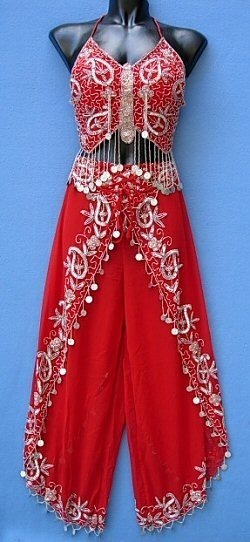 SET DANZA DEL VENTRE, TOP A FARFALLA CON PANTALONE SET DANZA DEL VENTRE, TOP A FARFALLA CON PANTALONE
