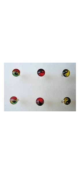 NASINI IN ARGENTO FOGLIA CON COLORI RASTA, YING YA