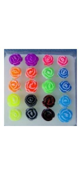 ORECCHINI IN ARGENTO COLORATI, IN FORMA DI ROSA.b