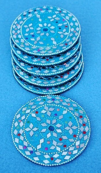 SOTTOBICCHIERE IN RESINA CON BRILLANTINI, SPECCHIE SOTTOBICCHIERE IN RESINA CON BRILLANTINI, SPECCHIE