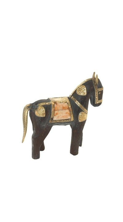 ANIMALE IN LEGNO ANTICATO CON INTARSI IN OTTONE E ANIMALE IN LEGNO ANTICATO CON INTARSI IN OTTONE E