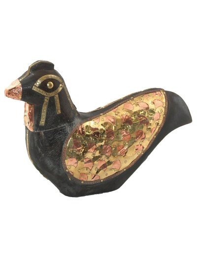 ANIMALE IN LEGNO ANTICATO CON INTARSI IN RAME E OT ANIMALE IN LEGNO ANTICATO CON INTARSI IN RAME E OT