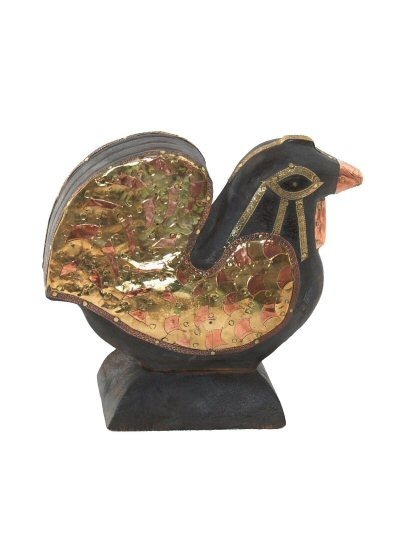 ANIMALE IN LEGNO ANTICATO CON INTARSI IN RAME E OT ANIMALE IN LEGNO ANTICATO CON INTARSI IN RAME E OT