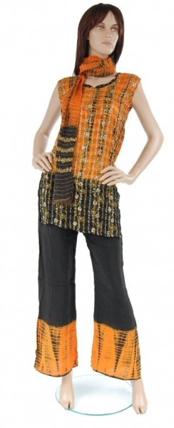 COMPLETO INDIANO, CAMICIA CON RICAMI E PANTALONI C
