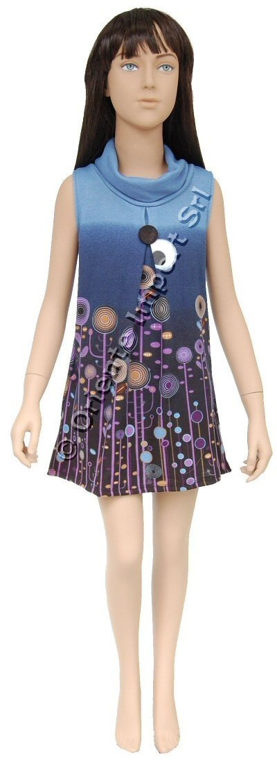 VESTITO BAMBINA CORTO SMANICATO IN TESSUTO CON ELA VESTITO BAMBINA CORTO SMANICATO IN TESSUTO CON ELA