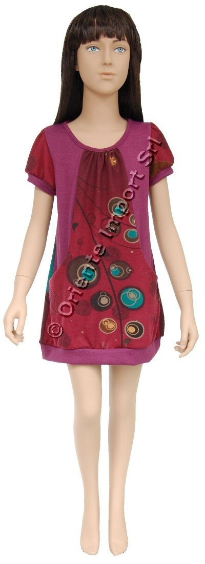 VESTITO BAMBINA CORTO MANICA CORTA IN TESSUTO CON VESTITO BAMBINA CORTO MANICA CORTA IN TESSUTO CON