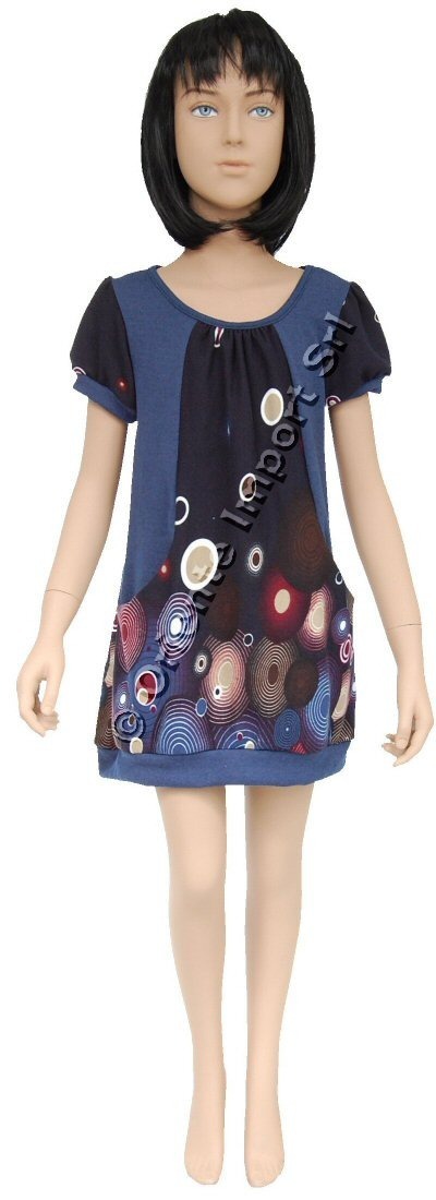 VESTITO BAMBINA CORTO MANICA CORTA IN TESSUTO CON VESTITO BAMBINA CORTO MANICA CORTA IN TESSUTO CON